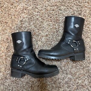 Harley-Davidson Black Leather Moto Boots